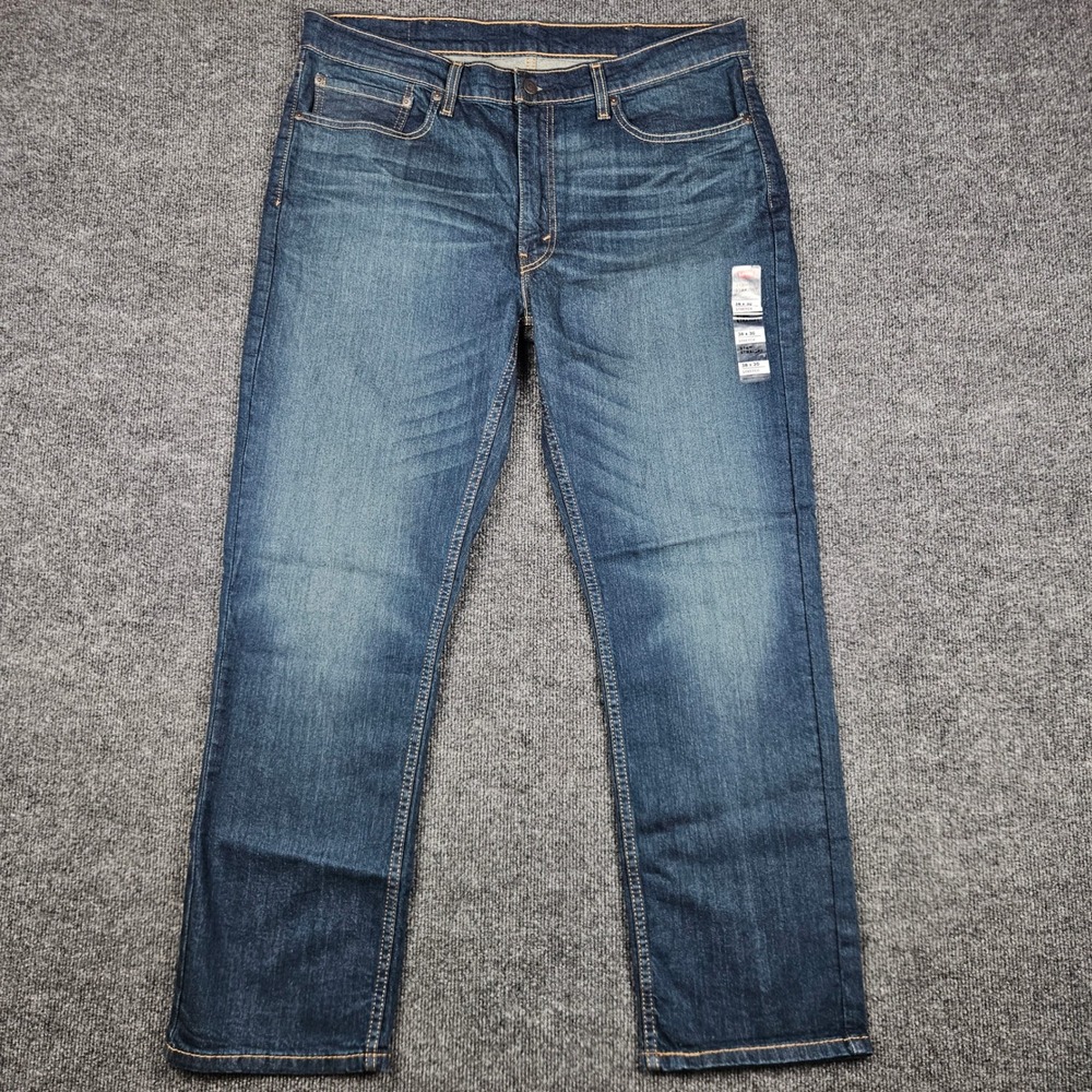 Levis 514 Jeans Mens 38x30 Straight Stretch Fit Dark Wash Blue Denim Red Tab NEW